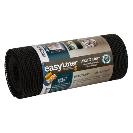 Duck Brand EasyLiner Select Grip Shelf Liner, Black, 12 in. x 30 ft. Roll