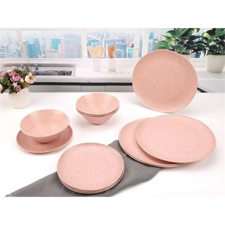 MAINSTAYS PINK PLASTIC 12 PIECE DINING SET