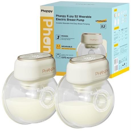 Phanpy E-Joy S2 Wearable Hands Free Portable Breast Pump, 3 Modes 8 Levels High