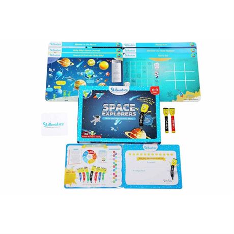 Skillmatics Educational Game: Space Explorers Write & Wipe Activity Mats