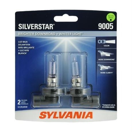 Sylvania 9005 SilverStar Halogen Headlight Bulb  2 Pack  Compatible with
