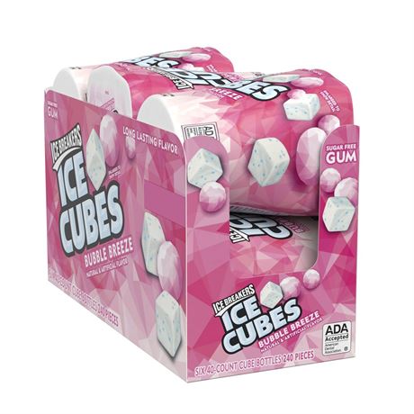 Ice Breakers Ice Cubes Bubble Breeze Sugar Free Chewing Gum  Bottles 3.24 Oz  3