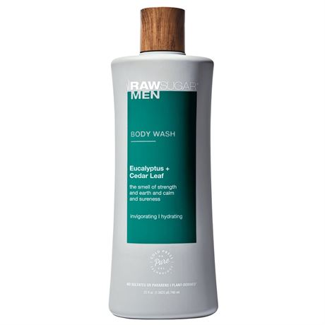 Raw Sugar Men's Liquid Body Wash, Eucalyptus and Cedar Leaf, 25 fl oz