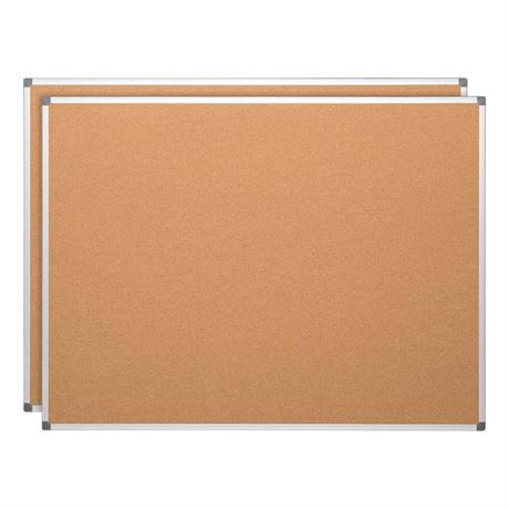 Learniture LNT-127-36482-SO Natural Cork Board w/ Aluminum Frame , Brown (Pack