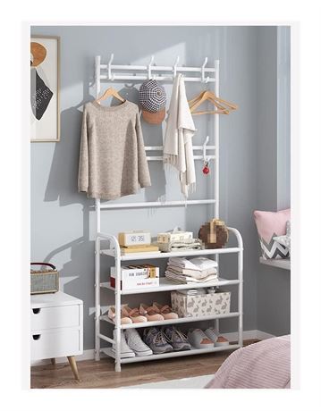 clothes rack 3-in-1 Entryway Storage Shelf Organizer 5-Tier Shoe Rack With 8