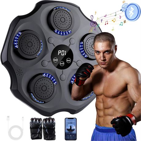 Music Boxing Machine Wall Mounted for Home Workout, Smart Bluetooth Electronic