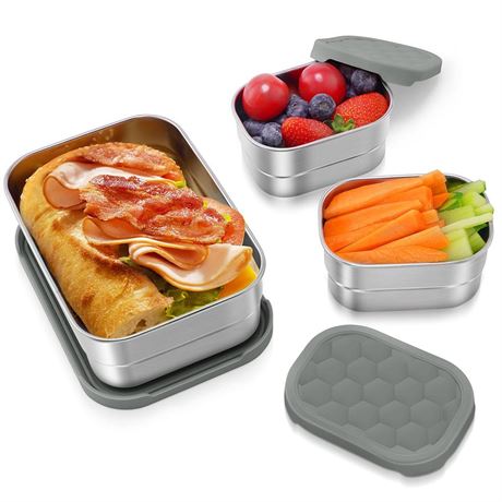 Stainless Steel Lunch Snack Containers | Leak Proof 304 Stainless Steel Food