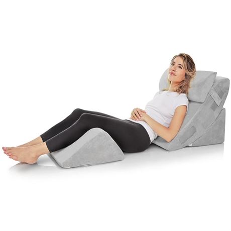 AllSett Health 4 PC Bed Wedge Pillows Set - Orthopedic Wedge Pillow for