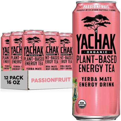 Yachak Organic Yachak Yerba Mate Drink, Passionfruit, 16 fl oz, 12 Pack Cans