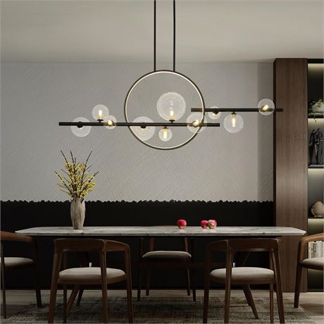 Kitchen Island Lighting 10-Light Clear Glass Globe Sputnik Chandelier Lighting