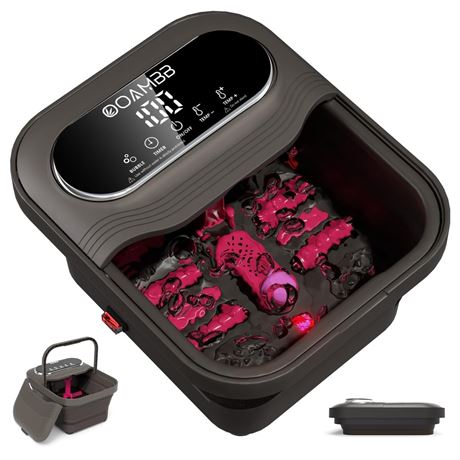 Collapsible Foot Spa with Heat, Bubble and Temp Control, Foot Bath Massager