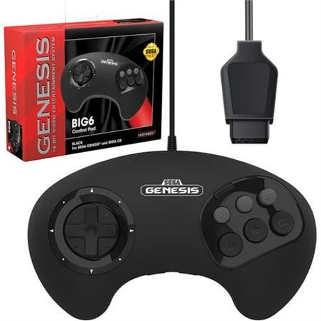 Retro-Bit Official Sega Genesis BIG6 Controller 6-Button Arcade Pad for Sega