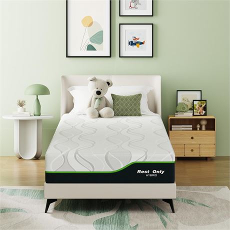 Rest Only Twin Mattress for Pressure Relief, 12 Inches Cooling Gel Memory Foam