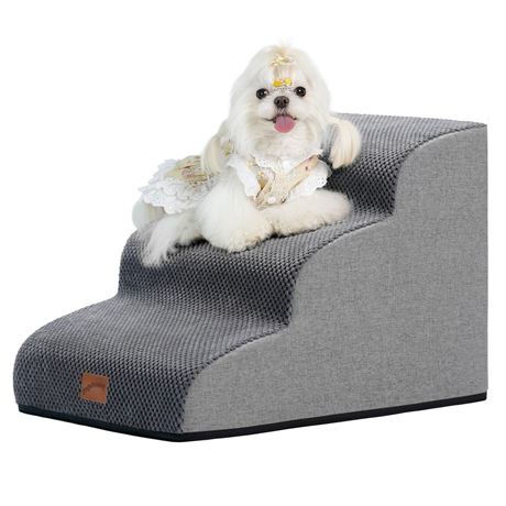 GoGoBunny Ramp Dog Stairs for Couch Sofa and Chair 15.7" H, 3-Step Pet Steps