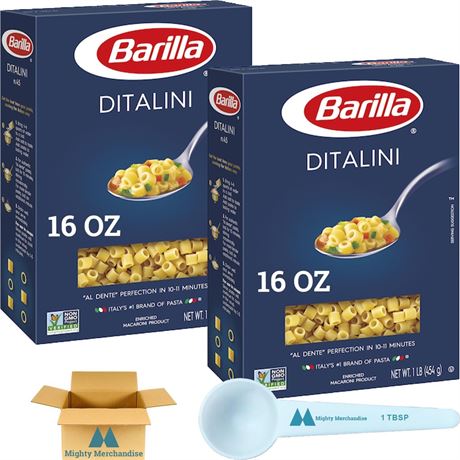 Barilla Ditalini Pasta - 16 oz Boxes (Pack of 2) - Non-Gmo - With Mighty