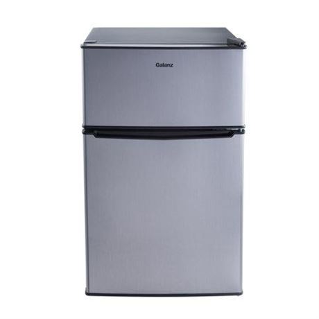 OFFSITE Galanz 3.1 Cu Ft Two Door Mini Fridge with Freezer  Stainless  Estar