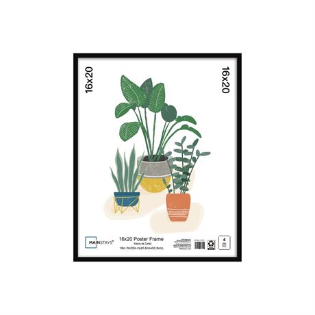 Mainstays – 16x20 Picture Frame – Black Flat Profile Wall Photo Frame