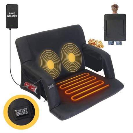 Heated Massage Stadium Seat, 3 Level Heating and Massage 25 Inch Bleacher