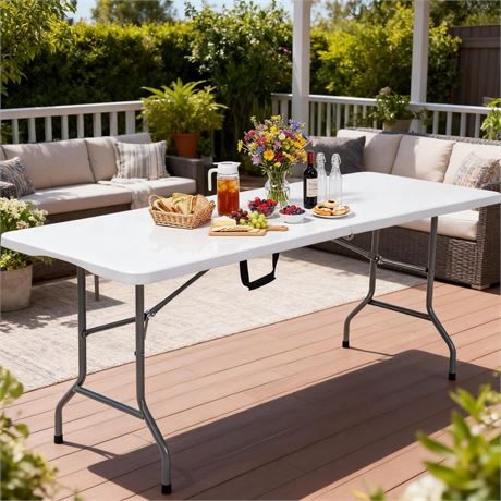 YITAHOME Heavy-Duty 6ft Folding Table with Handle | Portable Rectangle Folding