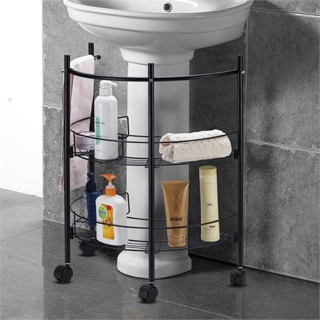 L&H UNICO Pedestal Under The Sink Rack with 2 Storage Shelves Metal Bathroom