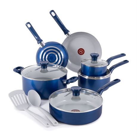 T-fal Easy Care Ceramic Non-Stick, 12 Piece Pots and Pans Cookware Set,
