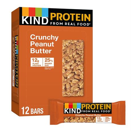 KIND Bars, Crunchy Peanut Butter Protein Bar, Gluten free, 1.76 oz, 12 Snack