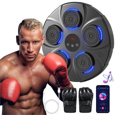 Music Boxing Machine with Boxing Gloves, Bluetooth Wall Mounted Boxing Game,