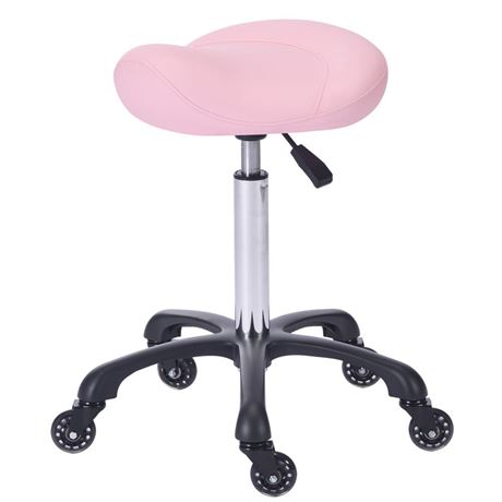 Hydraulic Saddle Stool with Wheels Height Adjustable Stylish Ergonomic Rolling