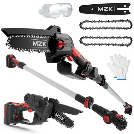 MZK 2-in-1 Cordless Pole Saw & Mini Chainsaw with 3 Replacement Chain, 20V