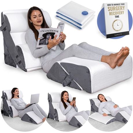 6 pcs Orthopedic Bed Wedge Pillow Set w/Leg Elevation Pillow - Perfect