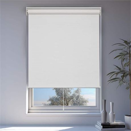 Cordless Light Filtering Window Roller Shade Natural Weave Woven White 33 in. W