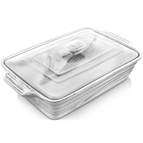 OFFSITE MALACASA Large Casserole Dish with Lid, 4.4 Quart Ceramic Baking Dish