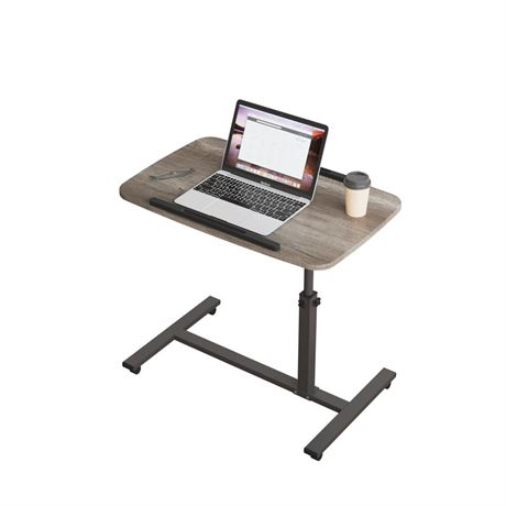 Adjustable Overbed Bedside Table with Wheels Rolling Laptop Tray Desk Cart