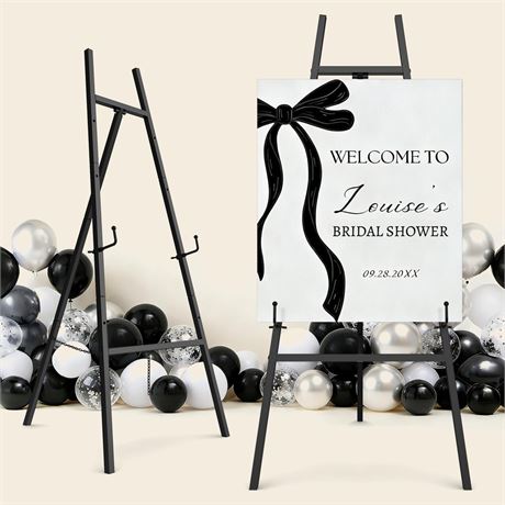 Black Easel Stand for Signs, 4-Tier Height Metal Standing Easel with Adjustable