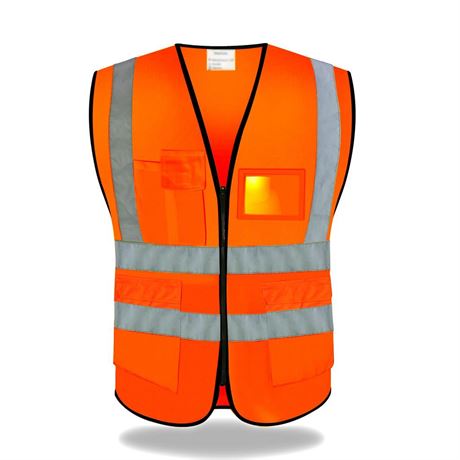 High Visibility Vest Safety Vest with Pockets and Zipper Meets ANSI/ISEA