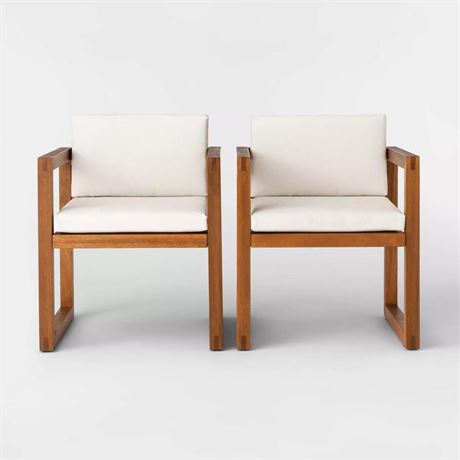 chairs2pk Kaufmann Wood Outdoor Patio Dining Arm Chairs Natural - Project 62™