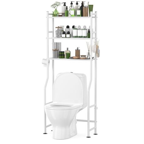 3-Tier Over The Toilet Storage with Paper Holder, Metal Bathroom Organizers and