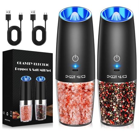 Sweet Alice Rechargeable Electric Pepper and Salt Grinder Set, No Battery