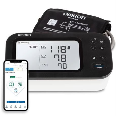 Omron Series 7 Upper Arm Blood Pressure Monitor: Pulse Rate, Mercury-Free,