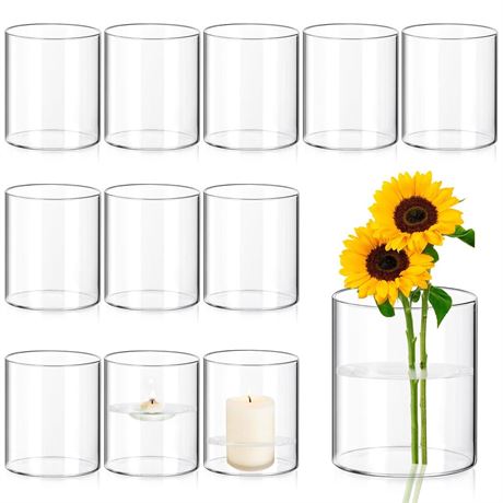 12 Pack Glass Cylinder Vases for Centerpieces,Wedding Flower Vases
