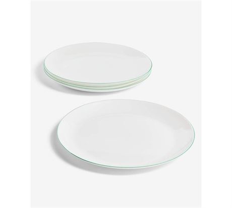 Arch Studio Opal Glass Rim Dinner Plates, Set of 4, Service for 4 - Mint