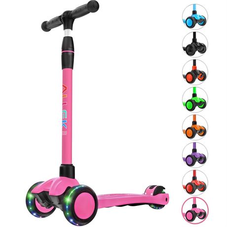 Allek Kick Scooter B03, Lean 'N Glide 3-Wheeled Push Scooter with Extra Wide PU