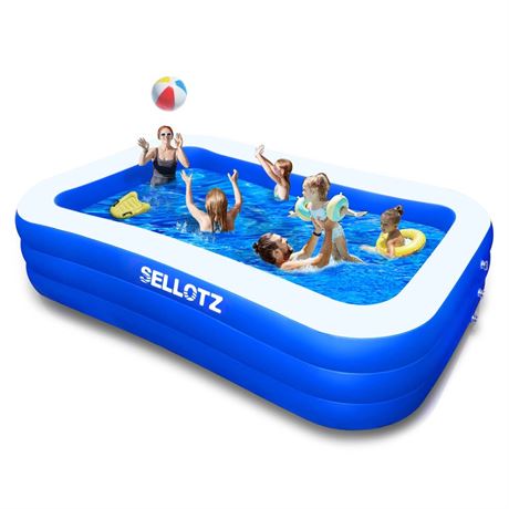 Inflatable Pool for Kids and Adults, 120" X 72" X 22" Oversized Thickened