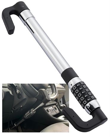 Steering Wheel Lock Anti-Theft Car Device, Retractable Keyless Password 5 Code