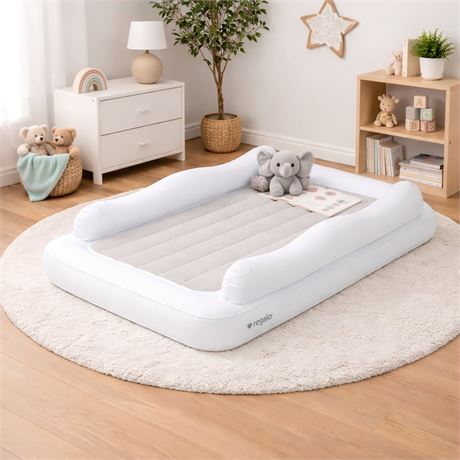 Regalo Inflatable Toddler Travel Bed with Safety Rails, Air Pump & Carry Bag,