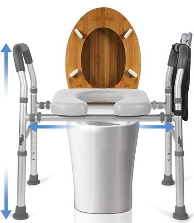 Raised Toilet Seat with Handles, Soft Padded Toilet Seat Risers for Seniors,