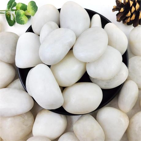 40lbs White River Rocks for Landscaping, 2-3 Inch Natural Pebbles for Indoor