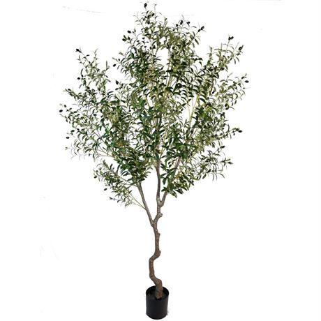 Artificial Tree Faux Olive Tree 8ft(92in,3200leaves) Tall Fake Olive Plant in