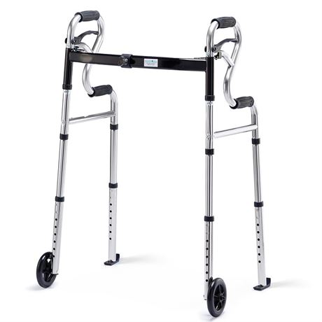 3 in 1 Folding Walker with 5” Front Wheels by Health Line Massage Products,