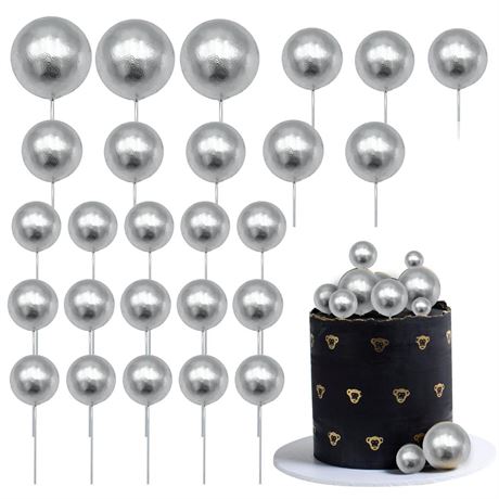 Gyufise 24pcs Mini Balloon Cake Topper Foam Ball Cake Picks Cupcake Faux Pearl